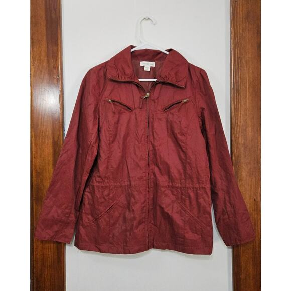 NWT Coldwater Creek Womens Anorak Zip Raincoat Jacket Coat Sz Small 4/6 Burgundy - Picture 11 of 11